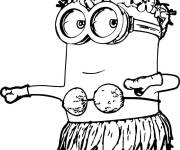 Coloriage Minion Kevin hawa&iuml;enne