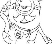 Coloriage Minion moustachue de Moi, Moche et M&eacute;chant
