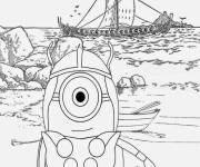 Coloriage Minion Stuart sur la plage