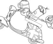 Coloriage Minion sur moto