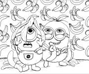 Coloriage Minions et bananes de Moi, Moche et M&eacute;chant