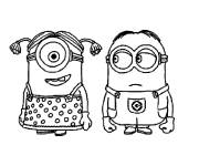 Coloriage et dessins gratuit Minions garcon et fille Moi, Moche et M&eacute;chant à imprimer