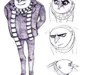 Coloriage Mod&egrave;le de personnage Gru de Moi, Moche et M&eacute;chant
