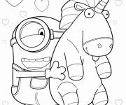 Coloriage Moi, Moche et M&eacute;chant minion et licorne