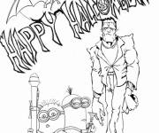 Coloriage Personnages de Moi, Moche et M&eacute;chant pour Halloween