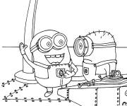 Coloriage Stewart et George  minions du film Moi, Moche et M&eacute;chant