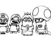 Coloriage Super Mario Minions de Moi, Moche et M&eacute;chant