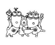 Coloriage trois minions de Moi, Moche et M&eacute;chant