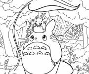 Coloriage Chibi Totoro dans la foret