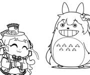 Coloriage et dessins gratuit Houshou Marine et Totoro à imprimer