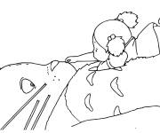 Coloriage L'animal et la petite fille de Mon Voisin Tororo