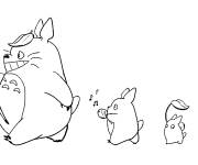 Coloriage et dessins gratuit La famille de Totoro à imprimer