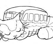 Coloriage Le chat bus prends une sieste de Mon voisin Totoro