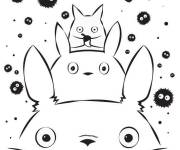 Coloriage Petits peluches noirs autour de Totoro