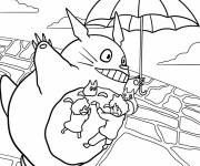 Coloriage Satsuki And Mei s'accroche à Totoro