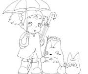 Coloriage et dessins gratuit Satsuki avec ses amis mignons à imprimer