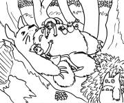 Coloriage Satsuki et Mei se reposent sur Totoro
