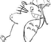 Coloriage Susuwatari avec Totoro