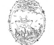 Coloriage Tororo s'amuse pendant le printemps