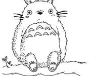 Coloriage Totoro assis triste