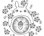Coloriage Totoro avec le gland