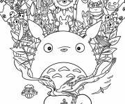 Coloriage Totoro avec les personnages de Studio Ghbli