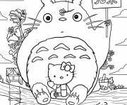 Coloriage Totoro brandissant une pancarte