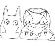 Coloriage Totoro lapin et son ami chat