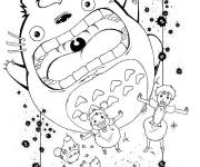 Coloriage Totoro, Mei et Satsuki Kusakabe manga japonais