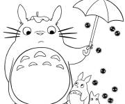 Coloriage Totoro protège sa famille des bactérie