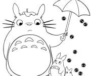 Coloriage Totoro prot&egrave;ge sa famille des bact&eacute;rie