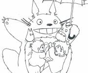 Coloriage Totoro s'amuse avec ses amis