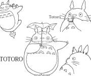 Coloriage Totoro sous différents ongles