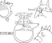 Coloriage Totoro sous diff&eacute;rents ongles