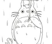 Coloriage Totoro sous la pluie