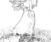 Coloriage Monet Femme &agrave; l'ombrelle tourn&eacute;e vers la droite