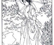 Coloriage et dessins gratuit Monet Femme au jadin à imprimer