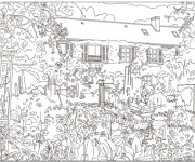 Coloriage Monet Jardin Potager