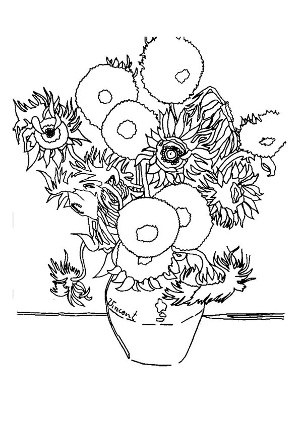Coloriage et dessins gratuits Monet Vase de Fleurs à imprimer