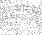 Coloriage Paysage de Pont de Claude Monet