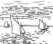 Coloriage et dessins gratuit Tableau de Monet sur La rivière à imprimer