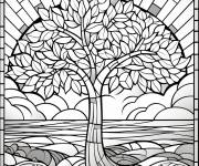 Coloriage Arbre et nature en Mosa&iuml;que