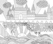 Coloriage Art de Mosa&iuml;que sur un sc&egrave;ne du ch&acirc;teau