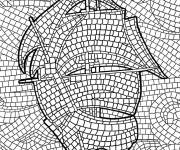 Coloriage Bateau en mosaique
