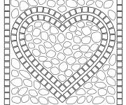 Coloriage C&oelig;ur de Mosaique