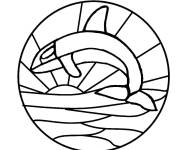 Coloriage Dauphin en Mosaique facile