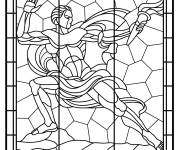 Coloriage Dieu de feu sur vitrail en Mosaique