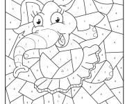 Coloriage El&eacute;phant num&eacute;rot&eacute; en Mosaique