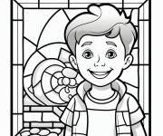 Coloriage Enfant en mosaique simplifi&eacute;