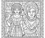 Coloriage Figure antique dans un mosaique